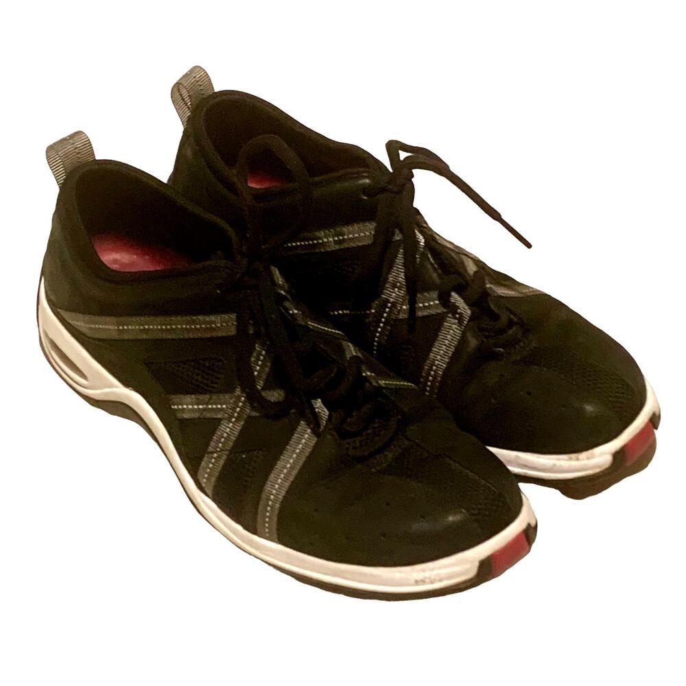 Women's Sz 7.5 COLE HAAN Nike Air Sneakers Black Athletic Shoes Lace Up  D16124